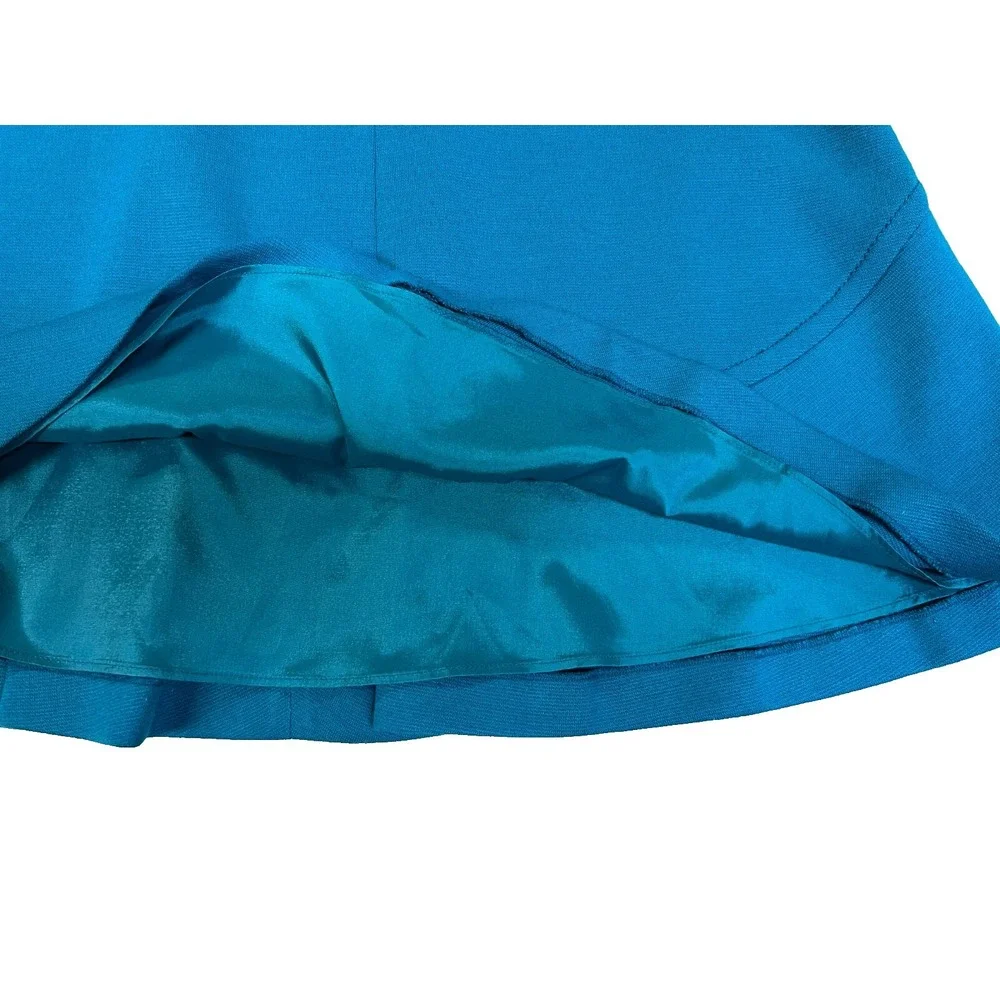NEW M Missoni A-Line Belted Knee Skirt Teal Blue Wool Blend Lined Side Zip, 44/M